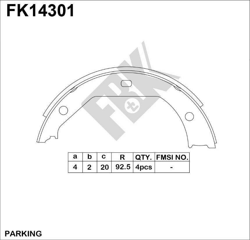 FBK FK14301 - Комплект тормозов, ручник, парковка autospares.lv