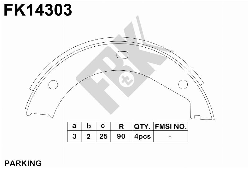 FBK FK14303 - Комплект тормозов, ручник, парковка autospares.lv