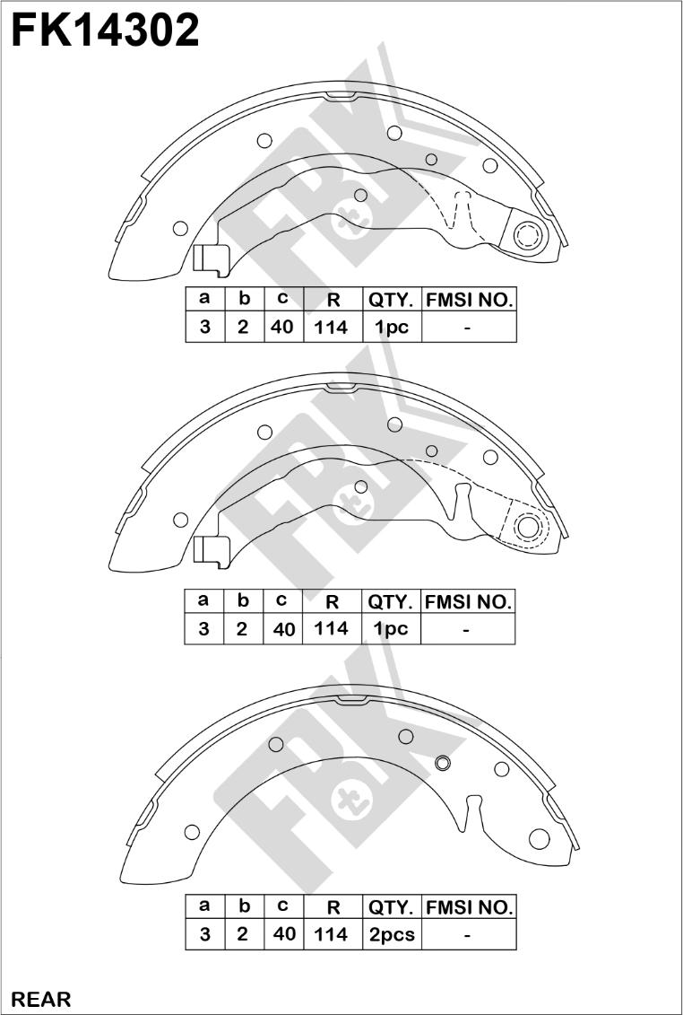 FBK FK14302 - Комплект тормозных колодок, барабанные autospares.lv