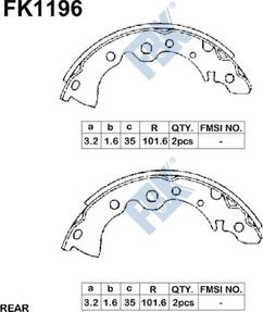 FBK FK1196 - Комплект тормозных колодок, барабанные autospares.lv