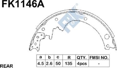 FBK FK1146A - Комплект тормозных колодок, барабанные autospares.lv