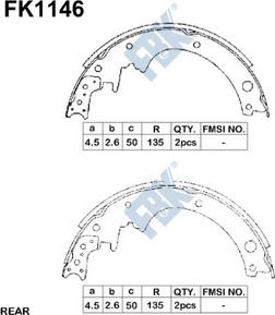 FBK FK1146 - Комплект тормозных колодок, барабанные autospares.lv