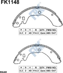 FBK FK1148 - Комплект тормозных колодок, барабанные autospares.lv