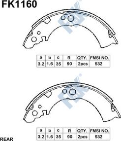 FBK FK1160 - Комплект тормозных колодок, барабанные autospares.lv