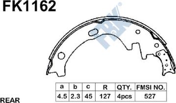 FBK FK1162 - Комплект тормозных колодок, барабанные autospares.lv