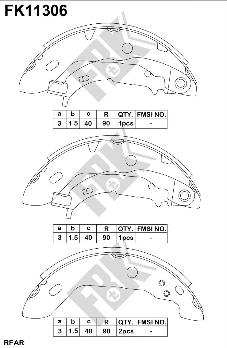 FBK FK11306 - Комплект тормозных колодок, барабанные autospares.lv