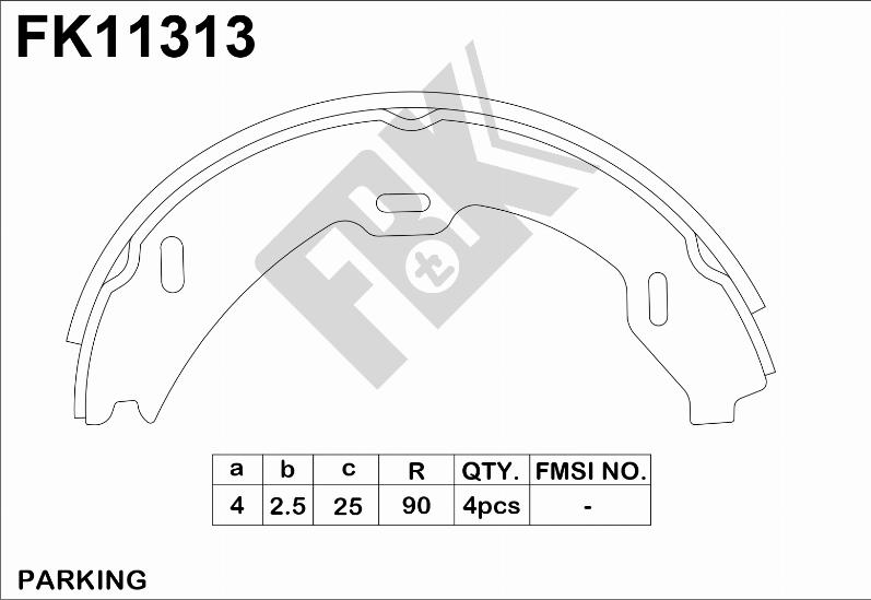 FBK FK11313 - Комплект тормозных колодок, барабанные autospares.lv