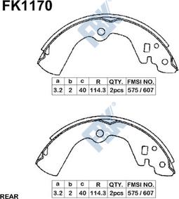 FBK FK1174 - Комплект тормозных колодок, барабанные autospares.lv