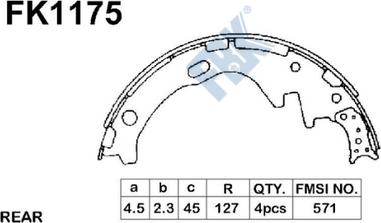 FBK FK1175 - Комплект тормозных колодок, барабанные autospares.lv