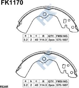 FBK FK1170 - Комплект тормозных колодок, барабанные autospares.lv