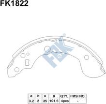 FBK FK1822 - Комплект тормозных колодок, барабанные autospares.lv