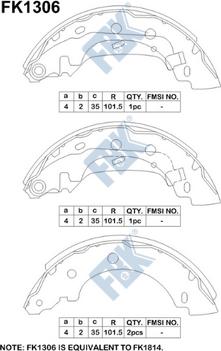 FBK FK1306 - Комплект тормозных колодок, барабанные autospares.lv