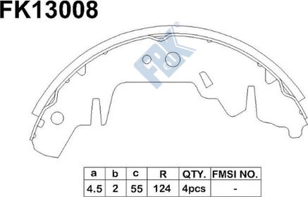 FBK FK13008 - Комплект тормозных колодок, барабанные autospares.lv