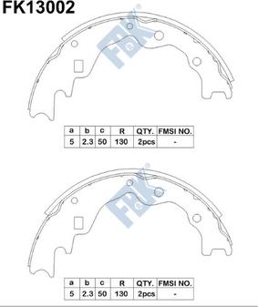 FBK FK13002 - Комплект тормозных колодок, барабанные autospares.lv