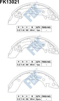 FBK FK13021 - Комплект тормозных колодок, барабанные autospares.lv