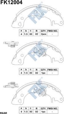 FBK FK12004 - Комплект тормозных колодок, барабанные autospares.lv