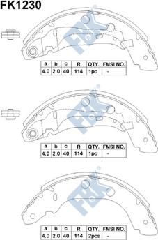 FBK FK1230 - Комплект тормозных колодок, барабанные autospares.lv