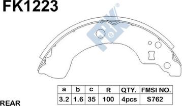 FBK FK1223 - Комплект тормозных колодок, барабанные autospares.lv