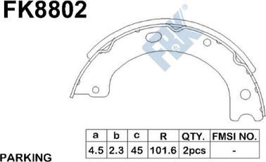 FBK FK8802 - Комплект тормозных колодок, барабанные autospares.lv