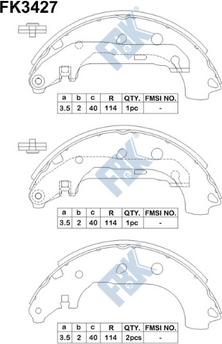 FBK FK3427 - Комплект тормозных колодок, барабанные autospares.lv