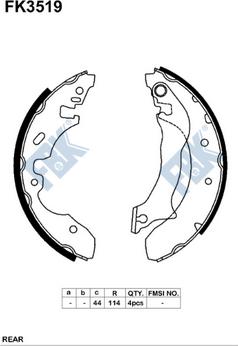 FBK FK3519 - Комплект тормозных колодок, барабанные autospares.lv