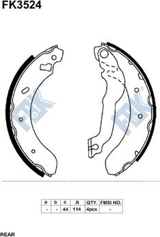 FBK FK3524 - Комплект тормозных колодок, барабанные autospares.lv