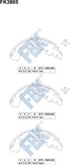 FBK FK3805 - Комплект тормозных колодок, барабанные autospares.lv