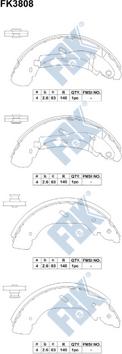 FBK FK3808 - Комплект тормозных колодок, барабанные autospares.lv