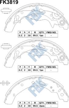 FBK FK3819 - Комплект тормозных колодок, барабанные autospares.lv