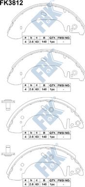 FBK FK3812 - Комплект тормозных колодок, барабанные autospares.lv