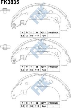 FBK FK3835 - Комплект тормозных колодок, барабанные autospares.lv