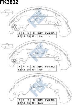 FBK FK3832 - Комплект тормозных колодок, барабанные autospares.lv