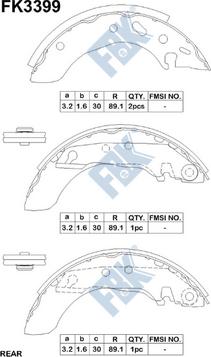 FBK FK3399 - Комплект тормозных колодок, барабанные autospares.lv