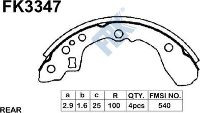 FBK FK3347 - Комплект тормозных колодок, барабанные autospares.lv