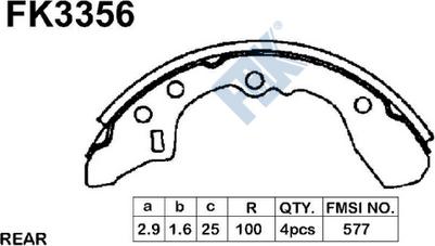 FBK FK3356 - Комплект тормозных колодок, барабанные autospares.lv