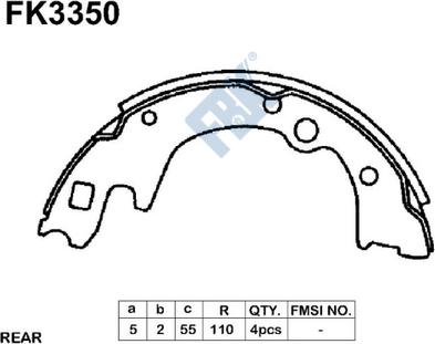 FBK FK3350 - Комплект тормозных колодок, барабанные autospares.lv