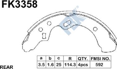 FBK FK3358 - Комплект тормозных колодок, барабанные autospares.lv