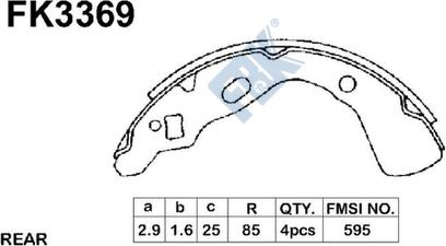 FBK FK3369 - Комплект тормозных колодок, барабанные autospares.lv