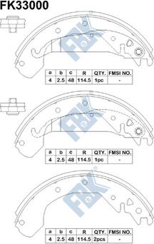 FBK FK33000 - Комплект тормозных колодок, барабанные autospares.lv