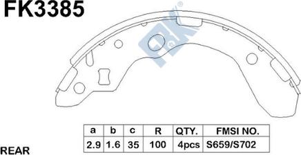 FBK FK3385 - Комплект тормозных колодок, барабанные autospares.lv