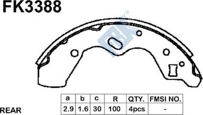 FBK FK3388 - Комплект тормозных колодок, барабанные autospares.lv