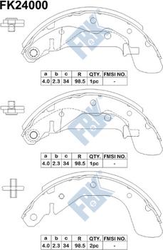 FBK FK24000 - Комплект тормозных колодок, барабанные autospares.lv