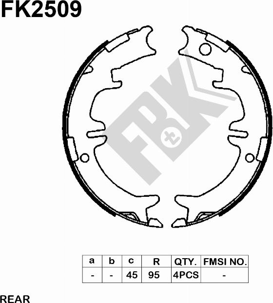 FBK FK2509 - Комплект тормозов, ручник, парковка autospares.lv