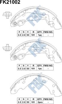 FBK FK21002 - Комплект тормозных колодок, барабанные autospares.lv