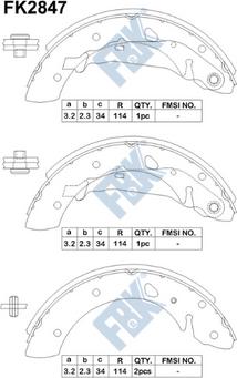 FBK FK2847 - Комплект тормозных колодок, барабанные autospares.lv