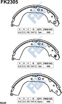 FBK FK2305 - Комплект тормозных колодок, барабанные autospares.lv