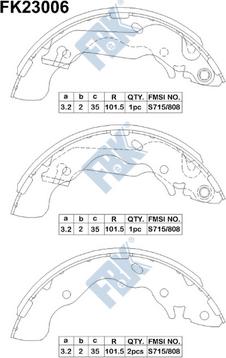 FBK FK23006 - Комплект тормозных колодок, барабанные autospares.lv