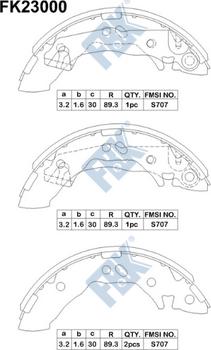 FBK FK23000 - Комплект тормозных колодок, барабанные autospares.lv