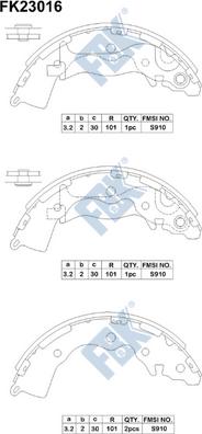 FBK FK23016 - Комплект тормозных колодок, барабанные autospares.lv