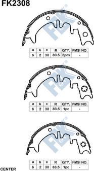 FBK FK2308 - Комплект тормозных колодок, барабанные autospares.lv